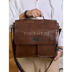 Сумка мужская через плечо Ruff Ryder A4 большая кожаная, портфель Old Money