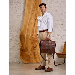 Сумка мужская через плечо Ruff Ryder A4 большая кожаная, портфель Old Money