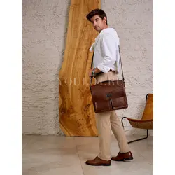 Сумка мужская через плечо Ruff Ryder A4 большая кожаная, портфель Old Money