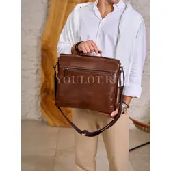 Сумка мужская через плечо Ruff Ryder A4 большая кожаная, портфель Old Money