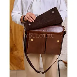 Сумка мужская через плечо Ruff Ryder A4 большая кожаная, портфель Old Money