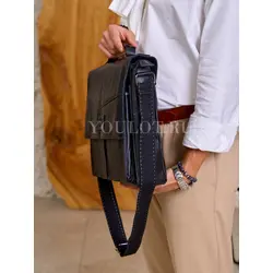 Сумка мужская через плечо Ruff Ryder A4 большая кожаная, портфель Old Money