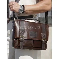 Сумка мужская через плечо Ruff Ryder A4 большая кожаная