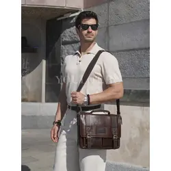 Сумка мужская через плечо Ruff Ryder A4 большая кожаная