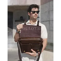 Сумка мужская через плечо Ruff Ryder A4 большая кожаная