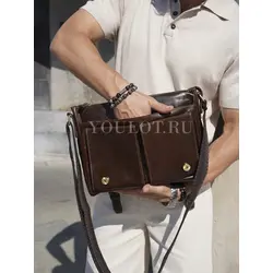 Сумка мужская через плечо Ruff Ryder A4 большая кожаная