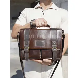 Сумка мужская через плечо Ruff Ryder A4 большая кожаная
