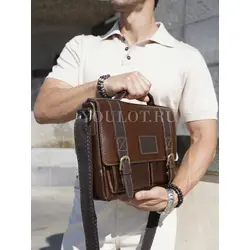 Сумка мужская через плечо Ruff Ryder A4 большая кожаная