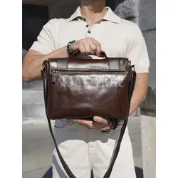 Сумка мужская через плечо Ruff Ryder A4 большая кожаная