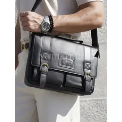 Сумка мужская через плечо Ruff Ryder A4 большая кожаная