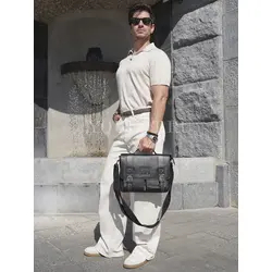 Сумка мужская через плечо Ruff Ryder A4 большая кожаная