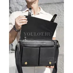 Сумка мужская через плечо Ruff Ryder A4 большая кожаная