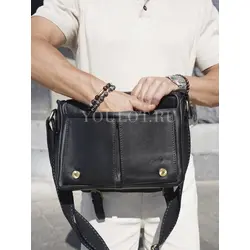 Сумка мужская через плечо Ruff Ryder A4 большая кожаная