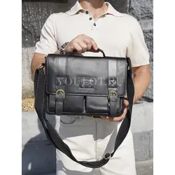 Сумка мужская через плечо Ruff Ryder A4 большая кожаная