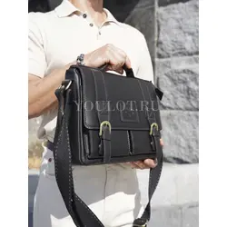 Сумка мужская через плечо Ruff Ryder A4 большая кожаная