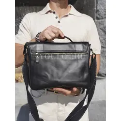 Сумка мужская через плечо Ruff Ryder A4 большая кожаная