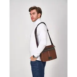 Сумка через плечо большая из натуральной кожи в офис Ryff Ryder коричневая