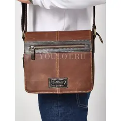 Сумка через плечо большая из натуральной кожи в офис Ryff Ryder коричневая