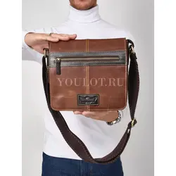 Сумка через плечо большая из натуральной кожи в офис Ryff Ryder коричневая