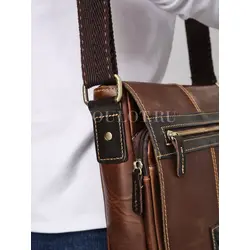 Сумка через плечо большая из натуральной кожи в офис Ryff Ryder коричневая
