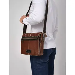 Сумка через плечо большая из натуральной кожи в офис Ryff Ryder коричневая