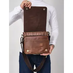 Сумка через плечо большая из натуральной кожи в офис Ryff Ryder коричневая