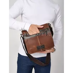 Сумка через плечо большая из натуральной кожи в офис Ryff Ryder коричневая