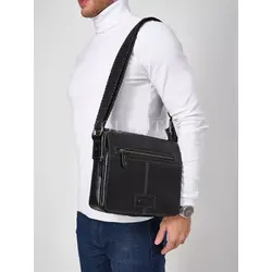 Сумка через плечо большая из натуральной кожи в офис Ryff Ryder черная