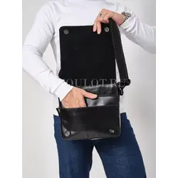 Сумка через плечо большая из натуральной кожи в офис Ryff Ryder черная