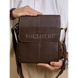 Сумка мужская через плечо, планшет из натуральной кожи Ryff Ryder с клапаном