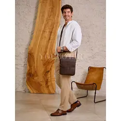 Сумка мужская через плечо, планшет из натуральной кожи Ryff Ryder с клапаном