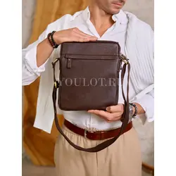 Сумка мужская через плечо, планшет из натуральной кожи Ryff Ryder с клапаном