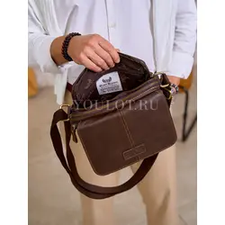 Сумка мужская через плечо, планшет из натуральной кожи Ryff Ryder с клапаном