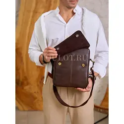 Сумка мужская через плечо, планшет из натуральной кожи Ryff Ryder с клапаном