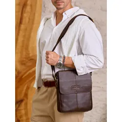 Сумка мужская через плечо, планшет из натуральной кожи Ryff Ryder с клапаном