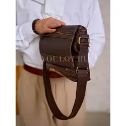 Сумка мужская кожаная Ruff Ryder большая коричневая