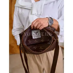 Сумка мужская кожаная Ruff Ryder большая коричневая