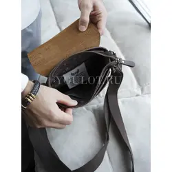 Сумка мужская через плечо кожаная Ryff Ryder коричневая