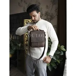 Сумка мужская через плечо кожаная Ryff Ryder коричневая