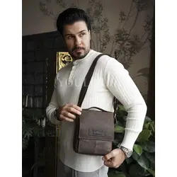 Сумка мужская через плечо кожаная Ryff Ryder коричневая