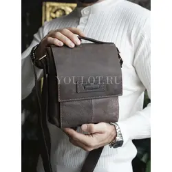 Сумка мужская через плечо кожаная Ryff Ryder коричневая