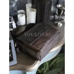 Сумка мужская через плечо, барсетка кожаная Ryff Ryder коричневая