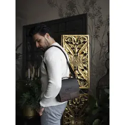 Сумка мужская через плечо, барсетка кожаная Ryff Ryder коричневая