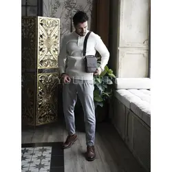 Сумка мужская через плечо Ruff Ryder маленькая кожаная