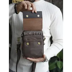 Сумка мужская через плечо Ruff Ryder маленькая кожаная