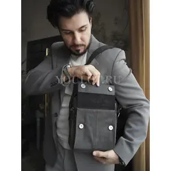 Сумка мужская через плечо кожаная Ryff Ryder черная