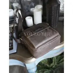 Сумка мужская через плечо кожаная Ryff Ryder коричневая