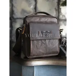 Сумка мужская через плечо кожаная Ryff Ryder коричневая