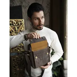 Сумка мужская через плечо кожаная Ryff Ryder коричневая