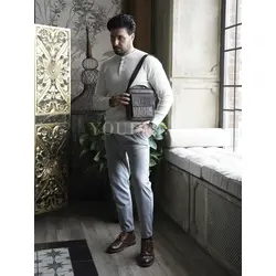 Сумка мужская через плечо кожаная Ryff Ryder коричневая